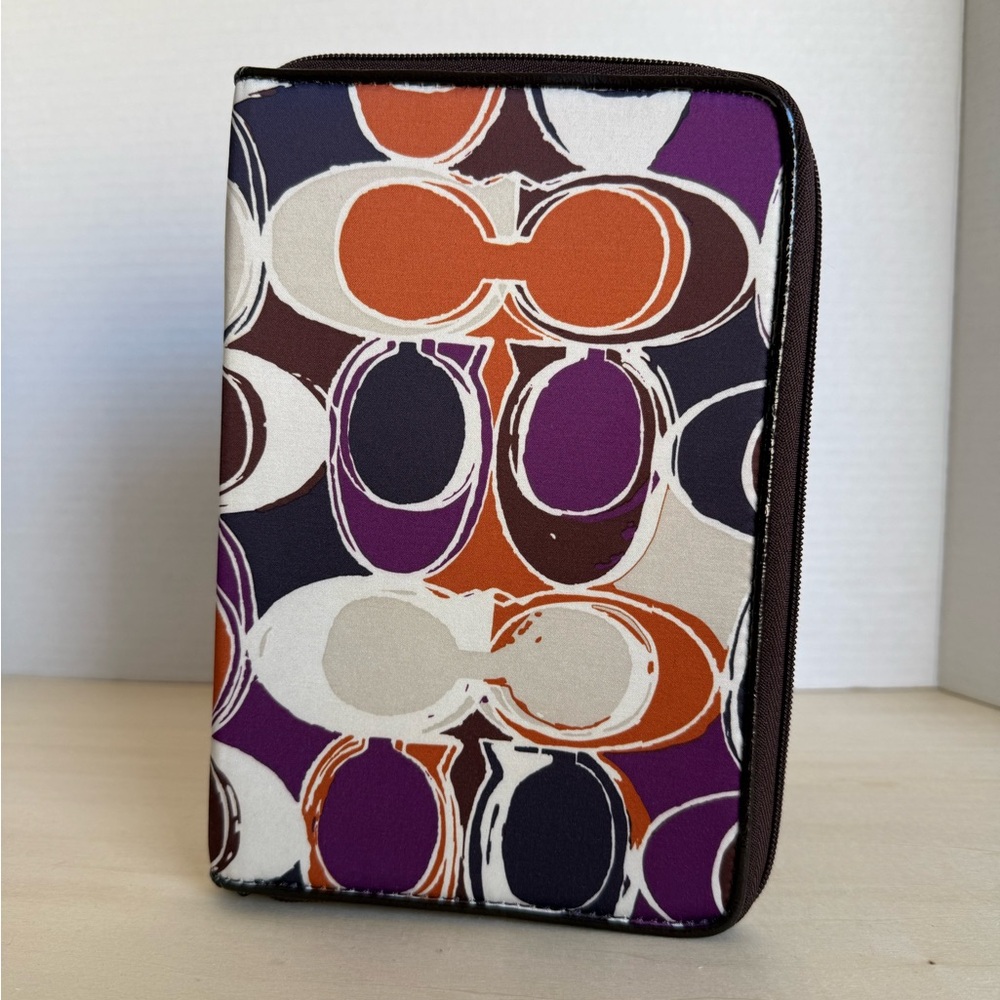 Coach Ashley Scarf Print Tablet Case in Purple, Orange, Cream, Brown